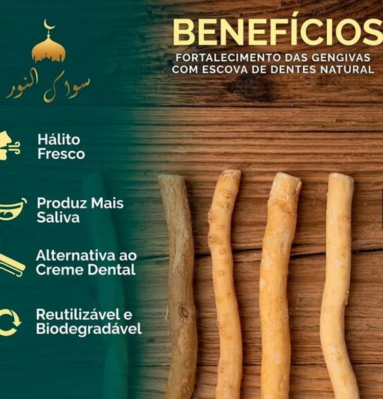 Escova de dentes Limpador De Dentes De Madeira Siwak Miswak AL Khair Sunnah Do Profeta Por Kokka